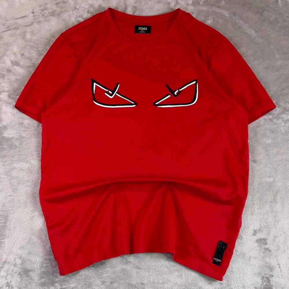 Fendi Roma Red Demon Monster Eyes 3D Graphic T-shirt Size Large